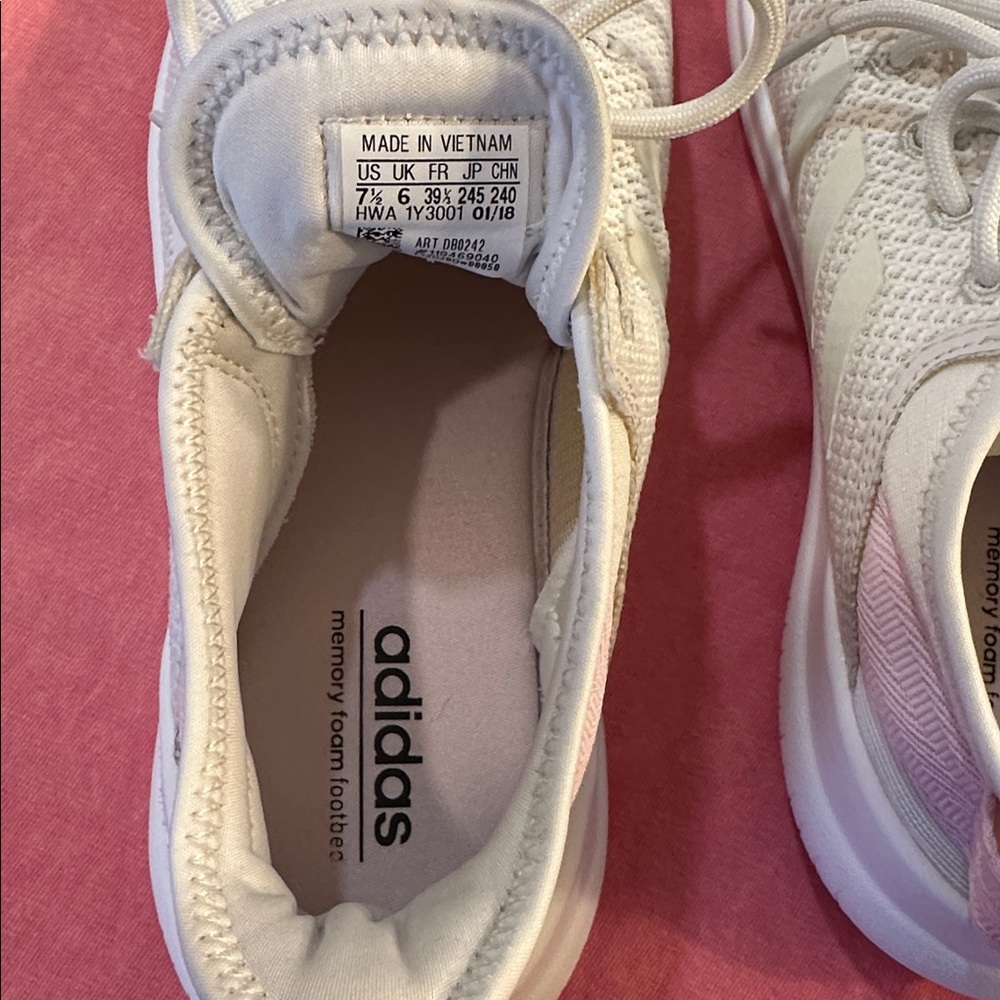 Adidas Cloudfoam Sneakers Womens Size 7.5 White Pink Running Walking Lightweight - Picture 6 of 8